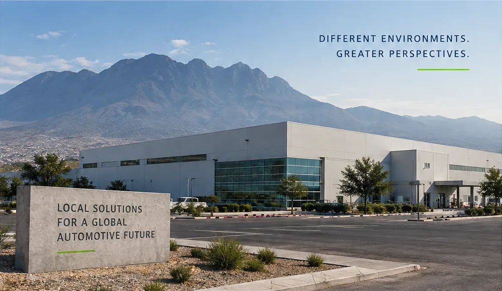 Manufacturing building with high mountains in the background – white paper cover image